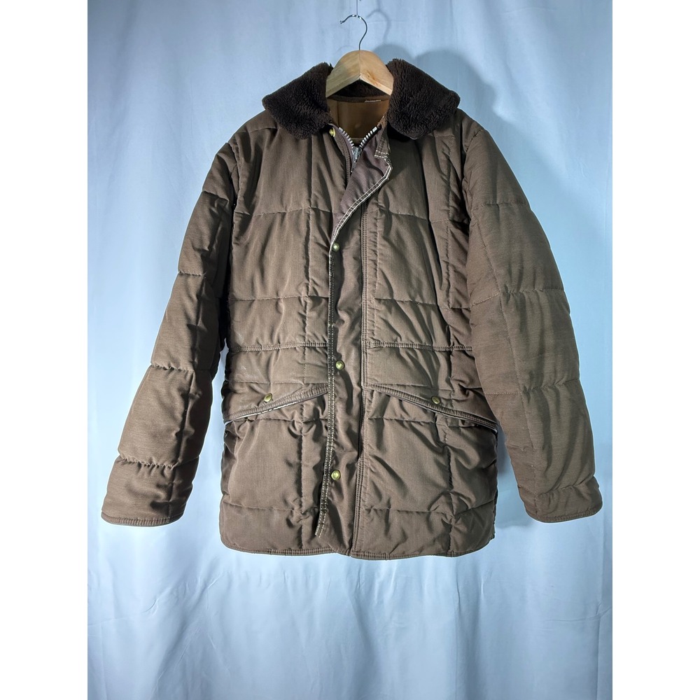 VTG RefrigiWear Inwood NY Brown Quilted Parka Faux Fur Collar Jacket‎ USA Made